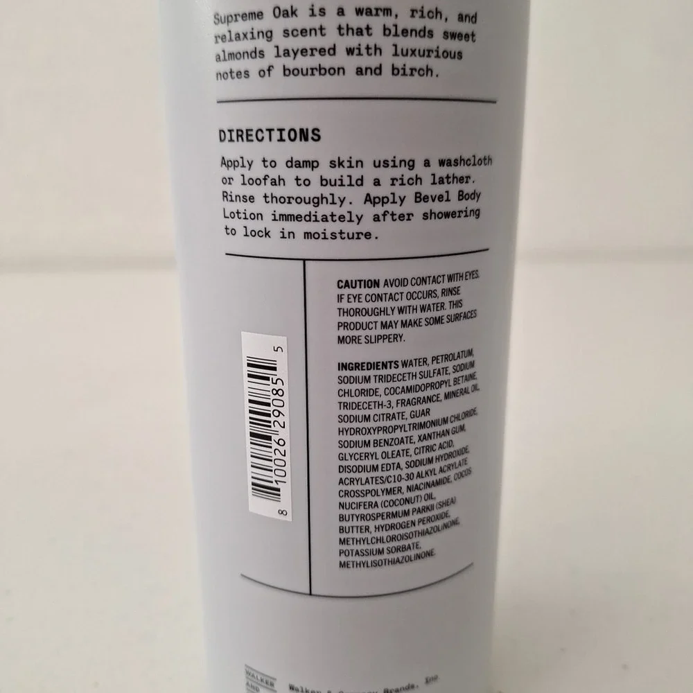 BEVEL Moisturizing Body Wash for Men *SUPREME OAK* Shea Butter 16 fl oz.